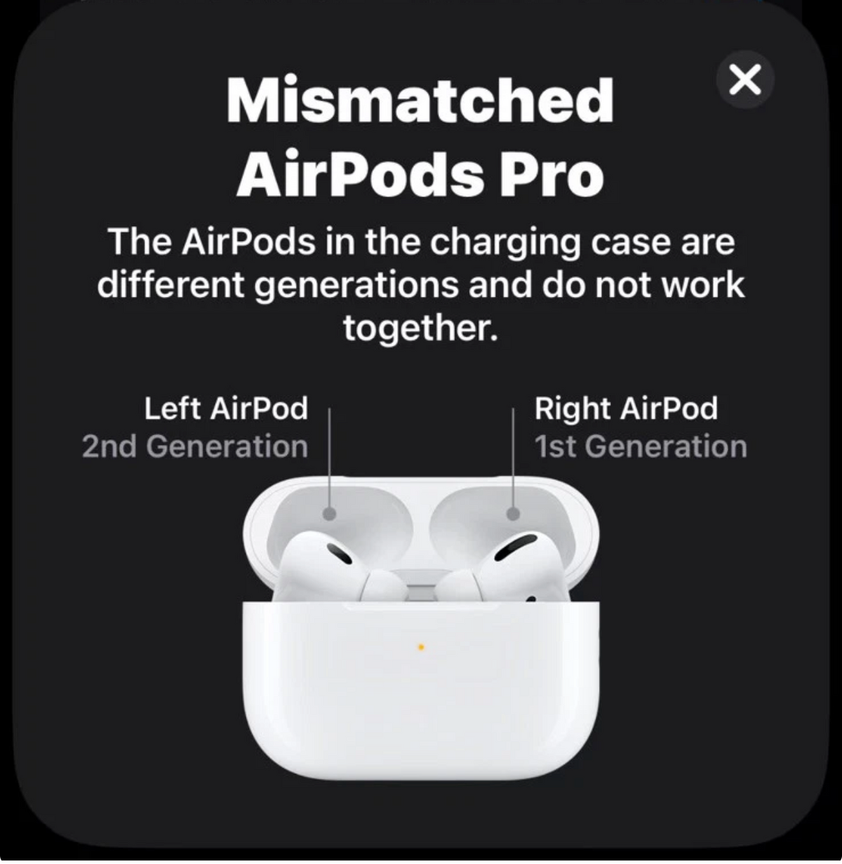 Airpods Pro 2 - Mismatch message