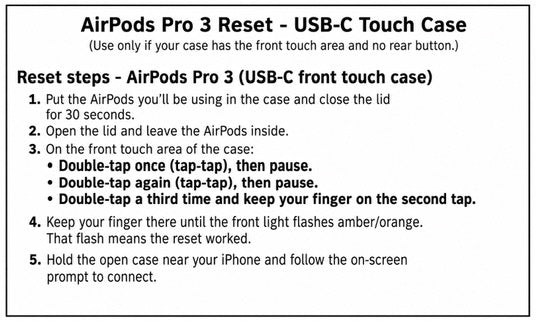 Instructions for pairing an AirPods Pro 3 replacement AirPod with an existing charging case